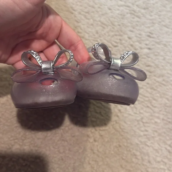 Mini Melissa Sparkly Silver Kids Dress Shoes - Picture 3 of 5
